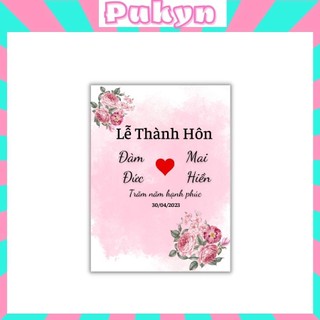 Tem dán chai nước đám cưới mẫu mới nhất 2023 Pukyn