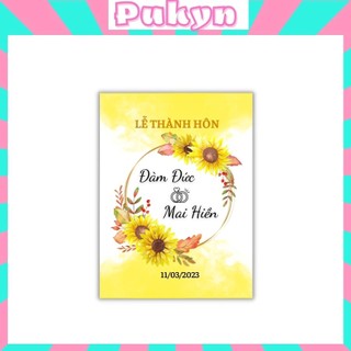 Tem dán chai nước đám cưới mẫu mới nhất 2023 Pukyn