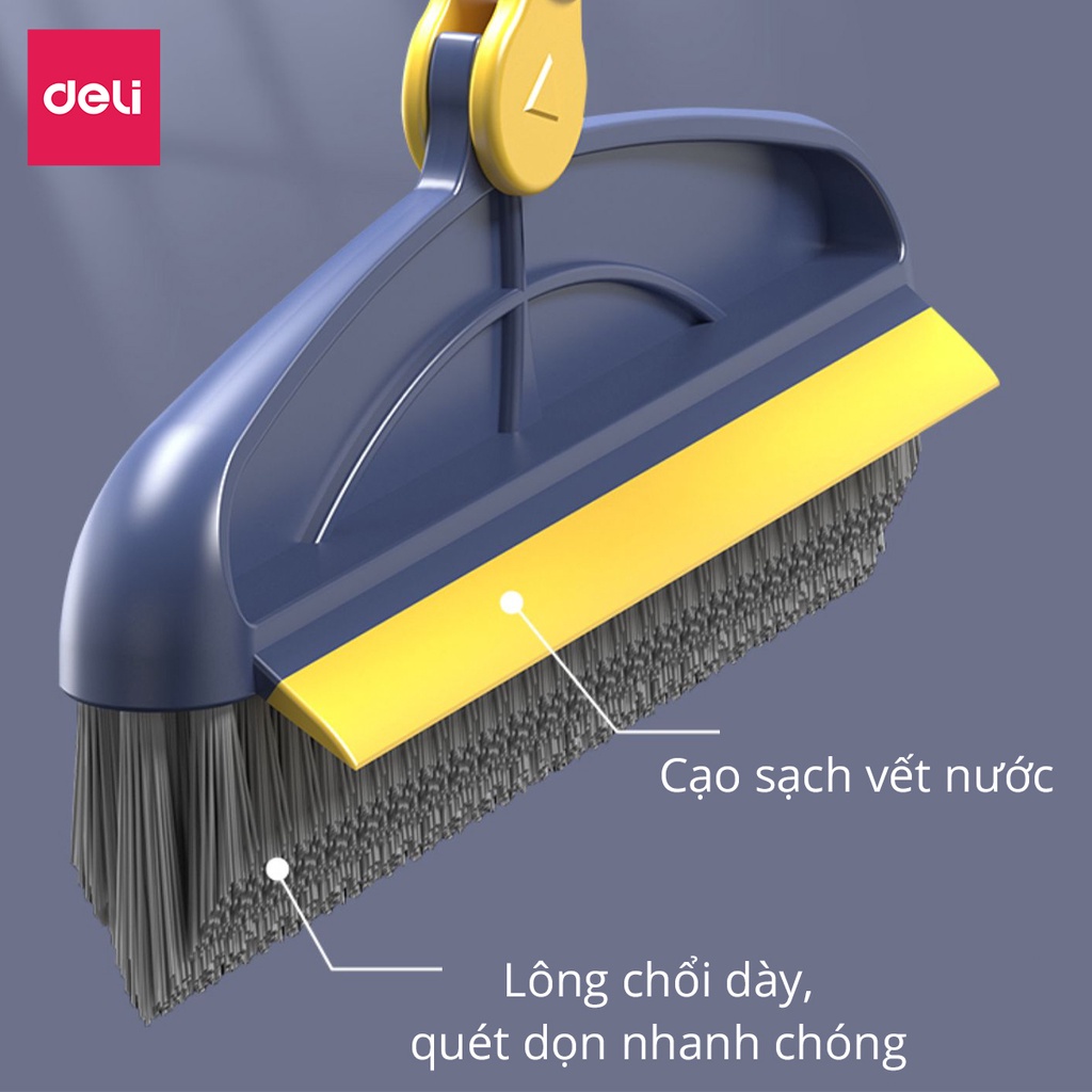 Cây chà sàn tắm, chổi cọ sàn và gạt nước thông minh 2 trong 1 Deli,chổi cọ nhà vệ sinh, phòng tắm,cọ khe hẹp góc tường