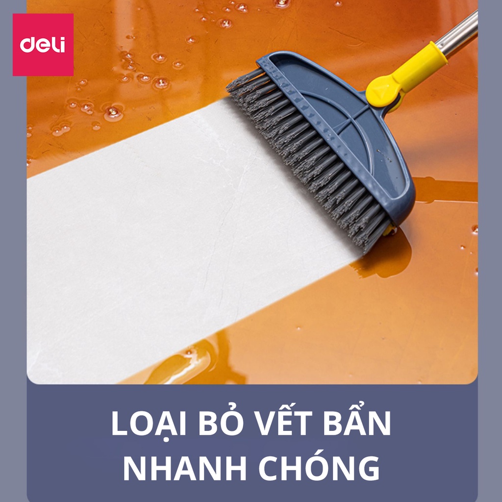 Cây chà sàn tắm, chổi cọ sàn và gạt nước thông minh 2 trong 1 Deli,chổi cọ nhà vệ sinh, phòng tắm,cọ khe hẹp góc tường