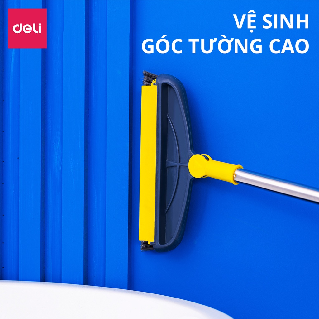 Cây chà sàn tắm, chổi cọ sàn và gạt nước thông minh 2 trong 1 Deli,chổi cọ nhà vệ sinh, phòng tắm,cọ khe hẹp góc tường