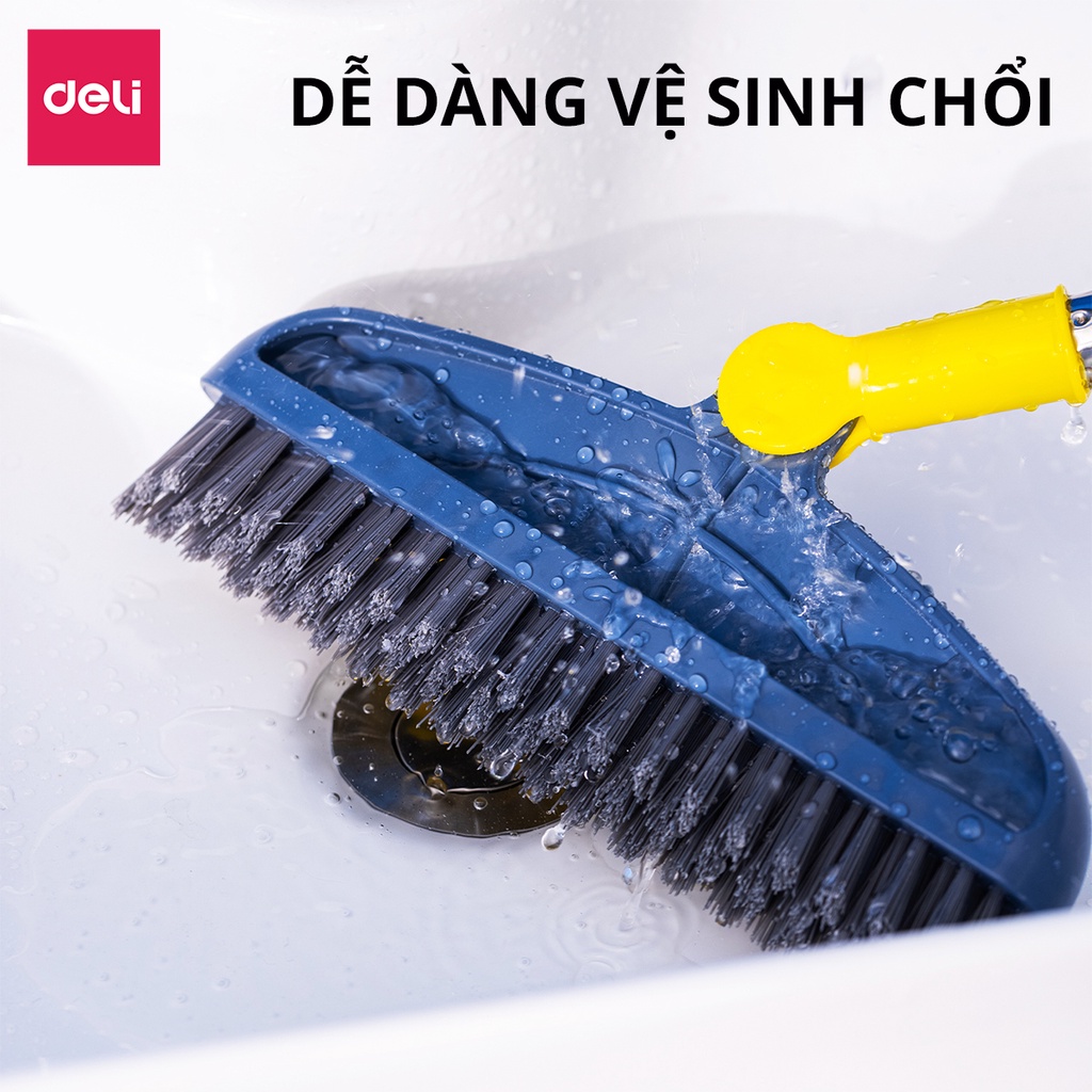 Cây chà sàn tắm, chổi cọ sàn và gạt nước thông minh 2 trong 1 Deli,chổi cọ nhà vệ sinh, phòng tắm,cọ khe hẹp góc tường