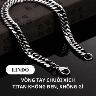 Vòng Tay Chuỗi Xích Unisex LINDO - Vòng Tay Titan Không đen, Không gỉ, Thích Hợp Đeo Nhiều Dịp