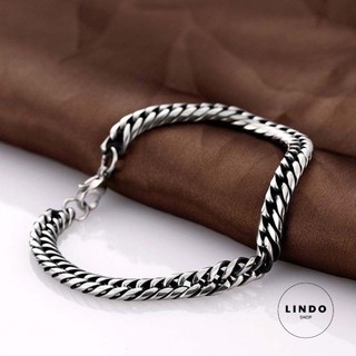 Vòng Tay Chuỗi Xích Unisex LINDO - Vòng Tay Titan Không đen, Không gỉ, Thích Hợp Đeo Nhiều Dịp