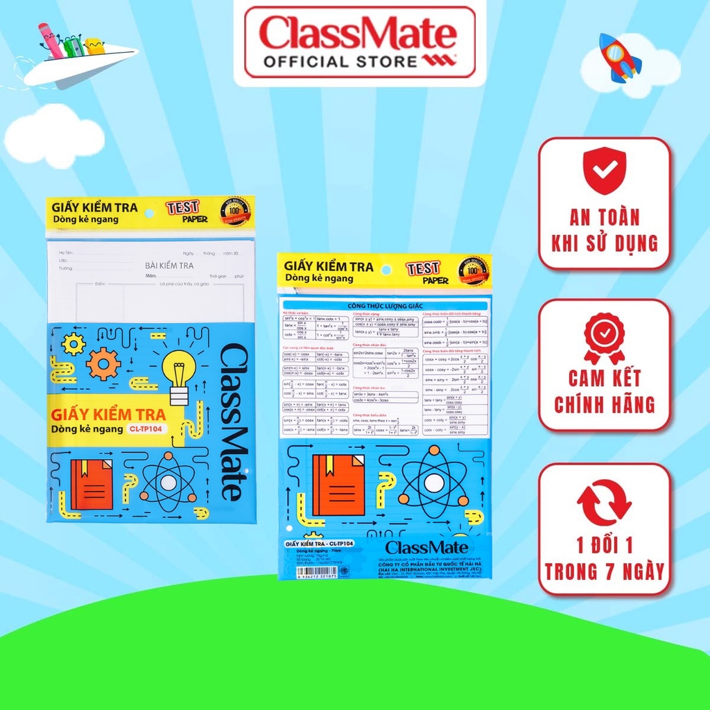 Giấy Kiểm Tra Cấp 2, Cấp 3 CLASSMATE Giấy Kẻ Ngang Bề Mặt Láng Mịn ...