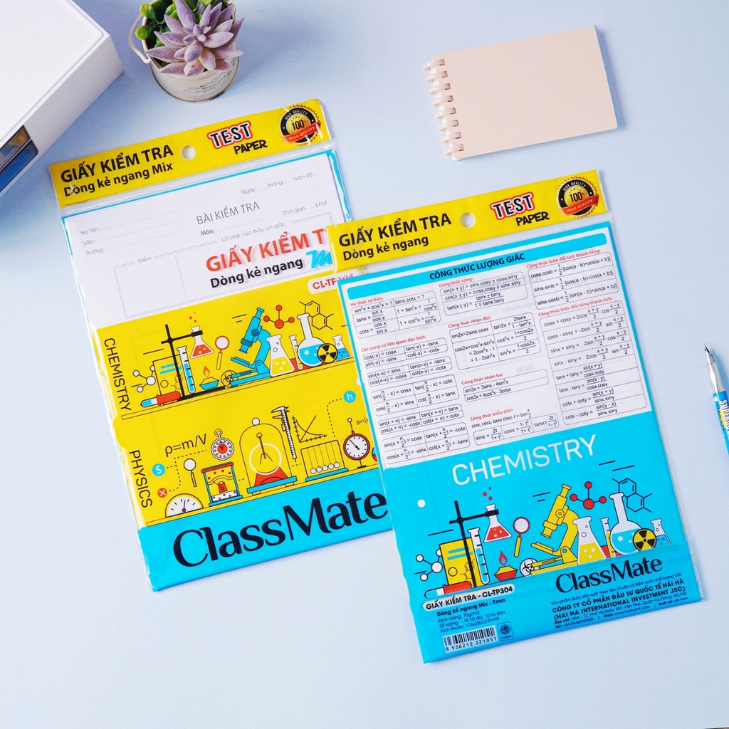 Giấy Kiểm Tra Cấp 2 CLASSMATE Tập Giấy Kiểm Tra Cấp 3 Dòng Kẻ Ngang Mix Tờ Đôi & Tờ Đơn, Giấy Mịn, Viết Chữ Đẹp CL-TP304
