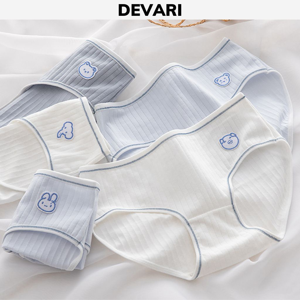 Quần lót nữ cotton kháng khuẩn khử mùi cạp vừa- Quần chip nữ họa tiết xinh xắn dễ thương DEVARI L861 - ảnh 9