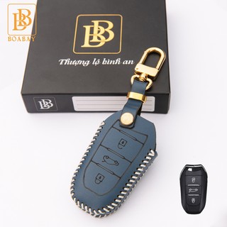 Bao da chìa khoá ô tô Peugeot 2008 3008 5008 da bò thật bb tránh trầy xước bảo hàng 2 năm khắc tên số điện thoại