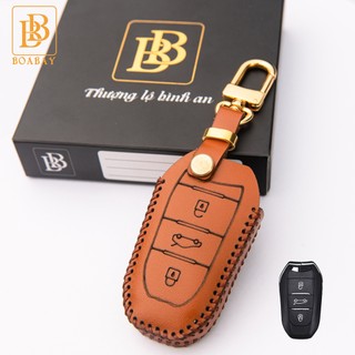 Bao da chìa khoá ô tô Peugeot 2008 3008 5008 da bò thật bb tránh trầy xước bảo hàng 2 năm khắc tên số điện thoại