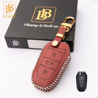 Bao da chìa khoá ô tô Peugeot 2008 3008 5008 da bò thật bb tránh trầy xước bảo hàng 2 năm khắc tên số điện thoại