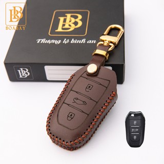 Bao da chìa khoá ô tô Peugeot 2008 3008 5008 da bò thật bb tránh trầy xước bảo hàng 2 năm khắc tên số điện thoại