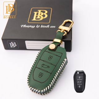Bao da chìa khoá ô tô Peugeot 2008 3008 5008 da bò thật bb tránh trầy xước bảo hàng 2 năm khắc tên số điện thoại