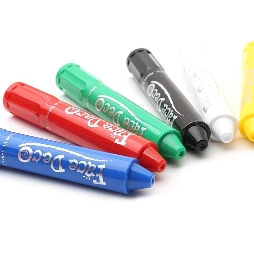 Bộ bút màu vẽ mặt nhập khẩu Hàn Quốc AMOS Face Deco FD5B8 Vỉ 6 + 2 màu
