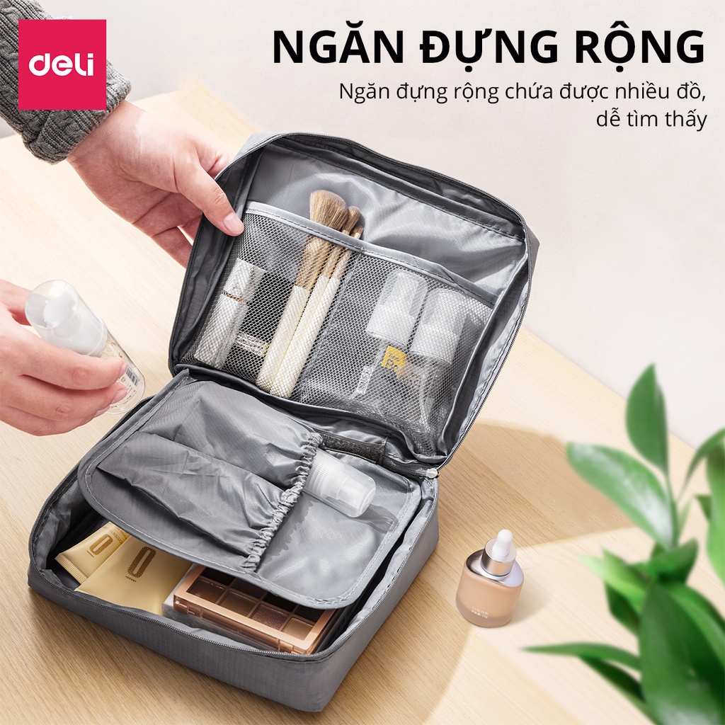 [Outlet S2] Túi đựng mỹ phẩm du lịch Deli chống thấm nước túi đựng đồ trang điểm đồ cá nhân tiện lợi nhỏ gọn
