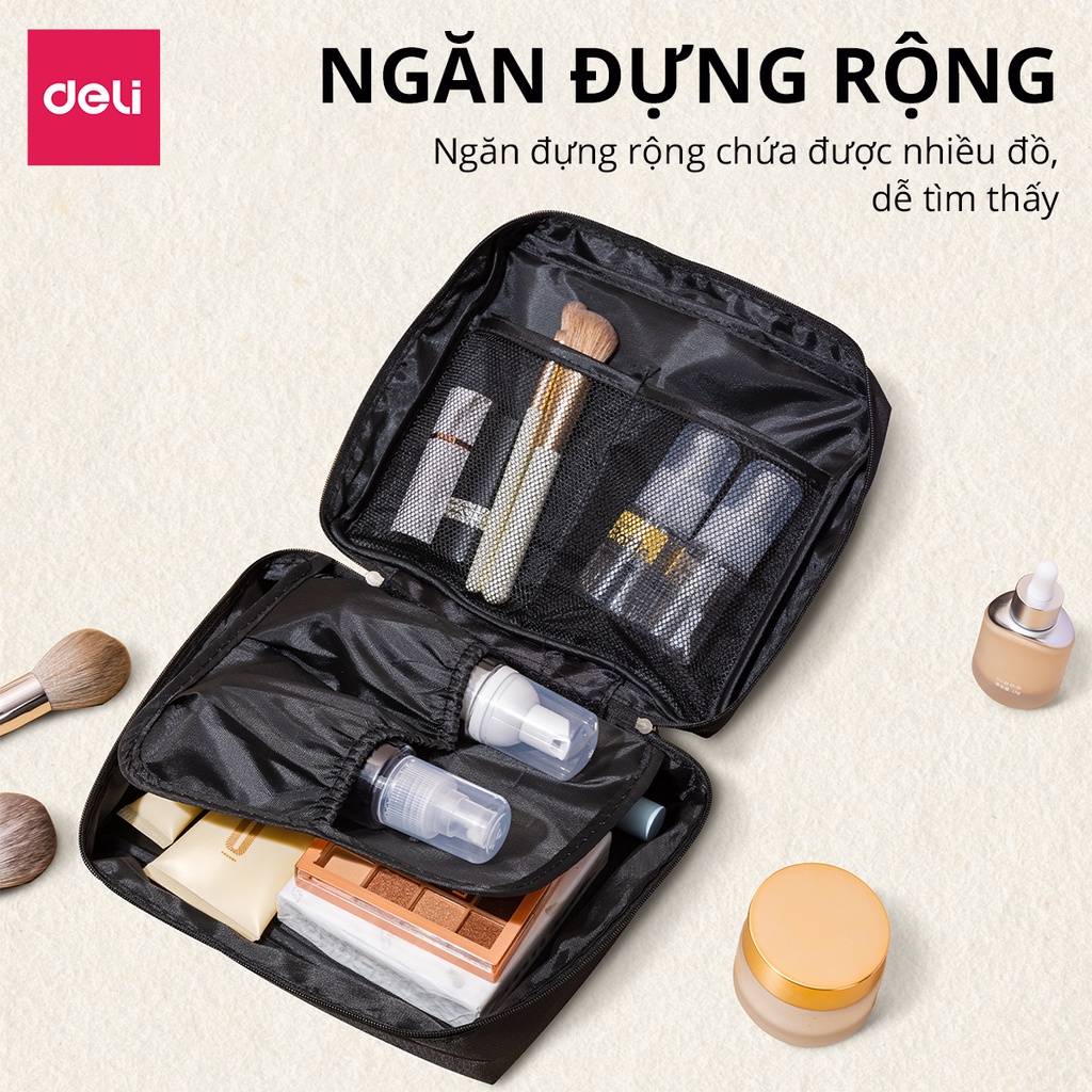 [Outlet S2] Túi đựng mỹ phẩm du lịch Deli chống thấm nước túi đựng đồ trang điểm đồ cá nhân tiện lợi nhỏ gọn