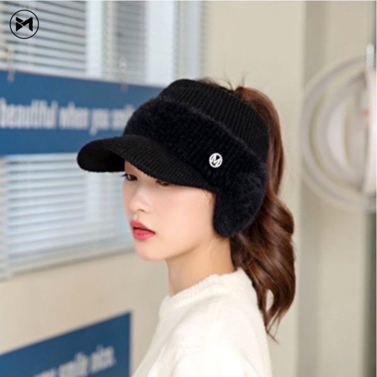 Mũ Len Hở Chóp Giữ Ấm Tai Thời Trang Thu Đông Phong Cách Hàn Quốc (   hot)