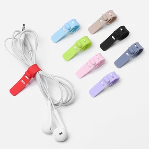 Dụng cụ quấn dây cáp sạc/ tai nghe USB làm từ silicon nhiều màu sắc sử dụng tiện lợi