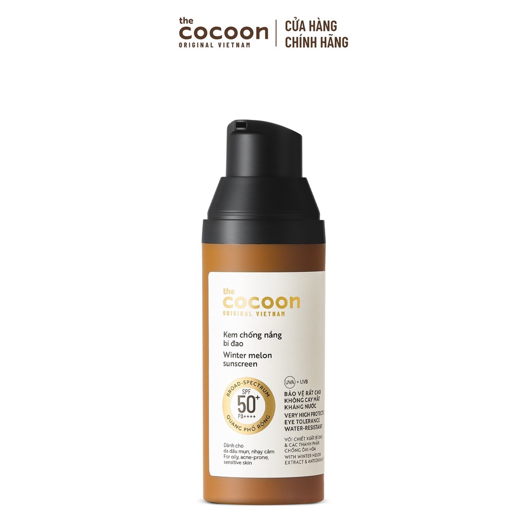 HÀNG TẶNG KHÔNG BÁN - Kem chống nắng bí đao quang phổ rộng SPF 50 +, PA ++++ Cocoon 50ml