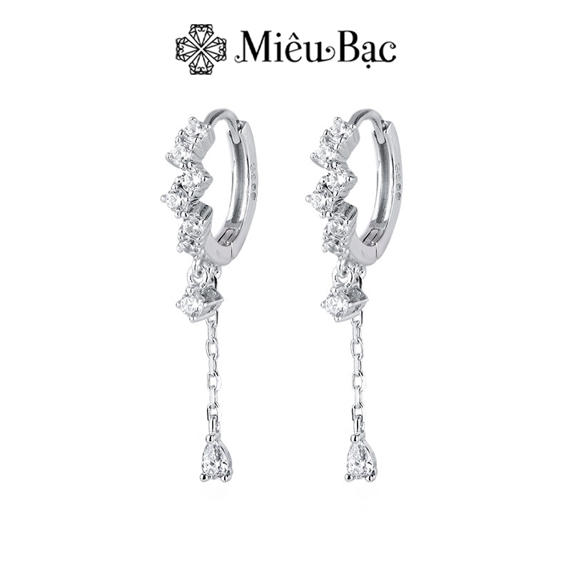 Ảnh Bông tai bạc nữ Miêu Bạc đính đá dáng dài 1 đôi chất liệu bạc S925 thời trang phụ kiện trang sức B400744 1