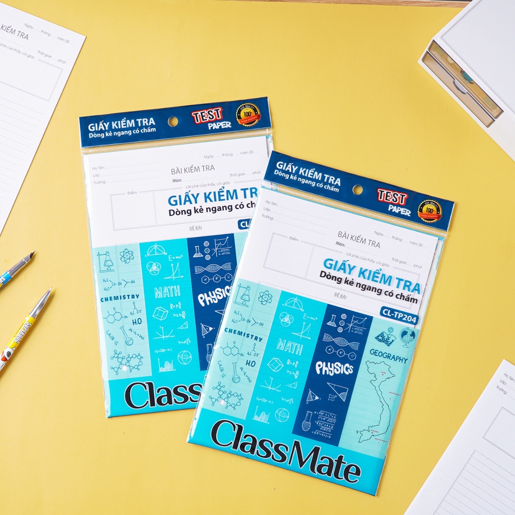 Giấy Kiểm Tra Cấp 2 CLASSMATE Tập Kiểm Tra Cấp 3 Kẻ Ngang Có Chấm Bề Mặt Láng Mịn, Viết Êm Tay, Tạo Nét Chữ Đẹp CL-TP204