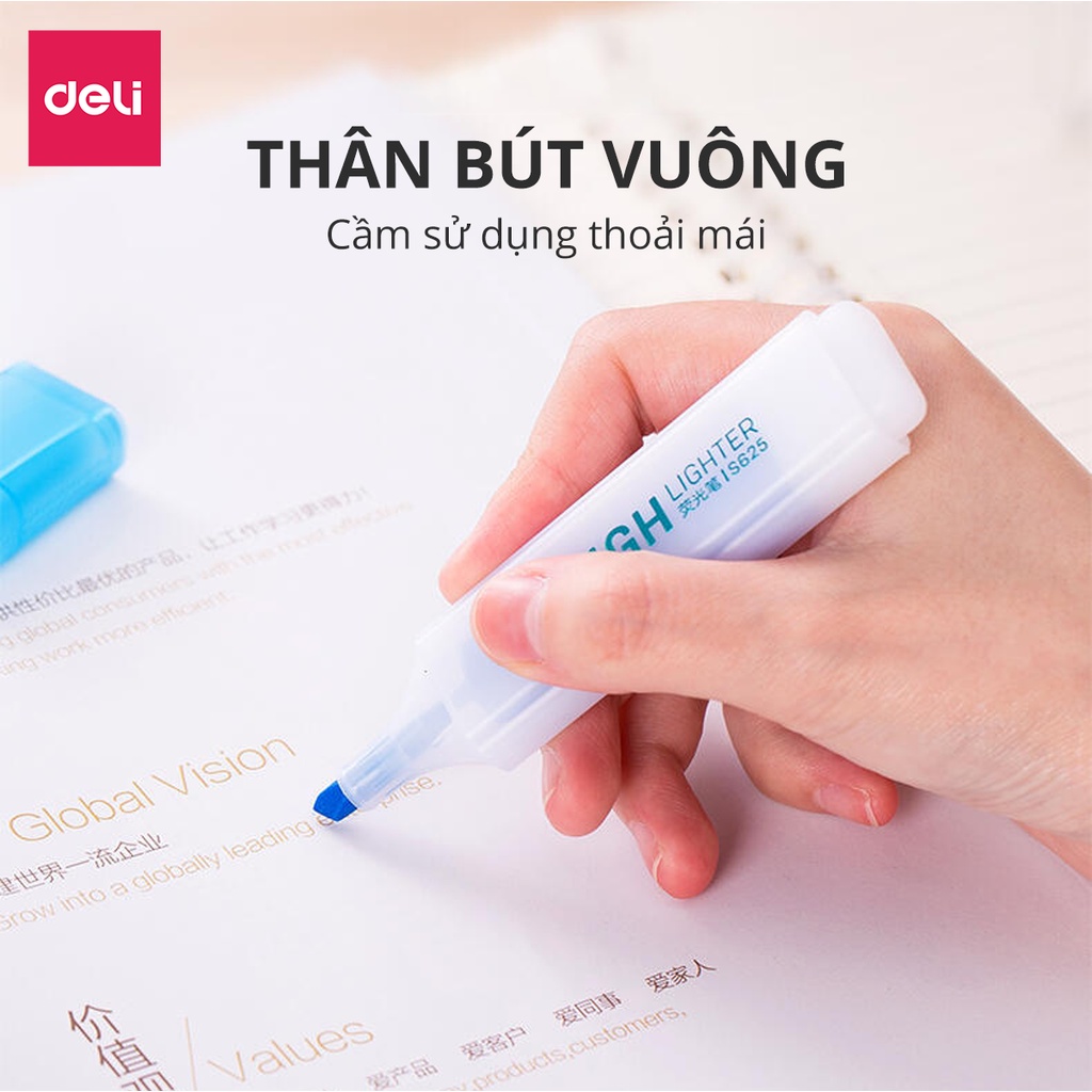Ảnh Bút highlight Deli 25 màu đánh dấu nhớ dòng dạ quang Deli màu pastel/neon - phù hợp cho học sinh văn phòng tiện dụng 4