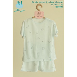 Bộ quần áo cộc vải lỗ Little Love cho bé từ 3m tới 4y