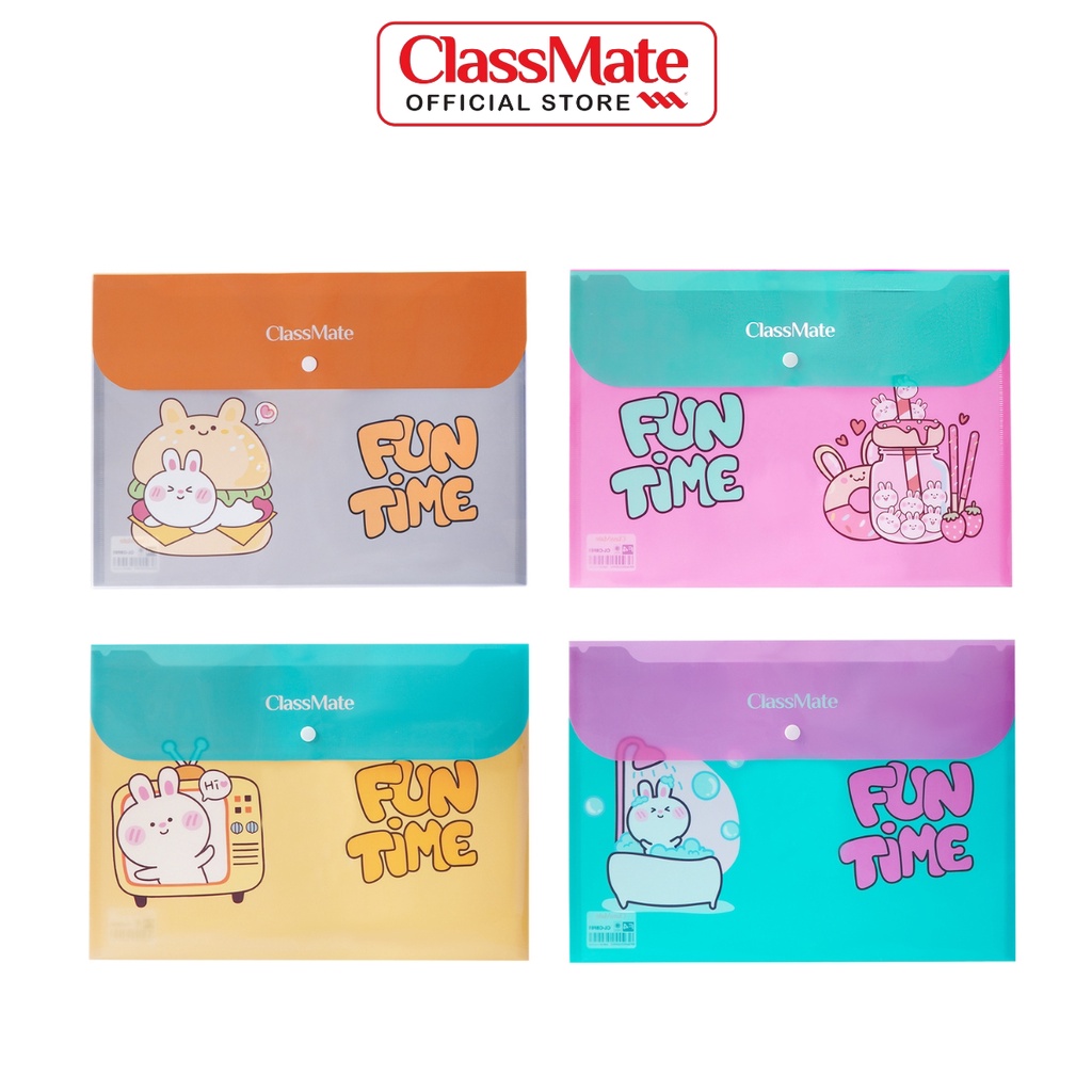 Túi Đựng Tài Liệu Clear Bag CLASSMATE Thiết Kế FunTime, Cúc Bấm Tiện Lợi, Chất Liệu Nhựa Cao Cấp CL-CBF01 (360x260mm)