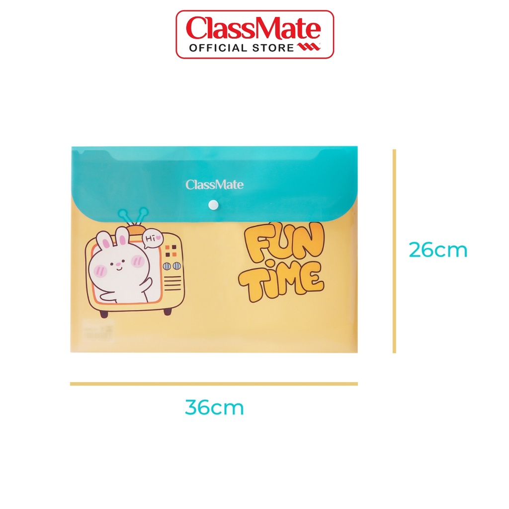 Túi Đựng Tài Liệu Clear Bag CLASSMATE Thiết Kế FunTime, Cúc Bấm Tiện Lợi, Chất Liệu Nhựa Cao Cấp CL-CBF01 (360x260mm)