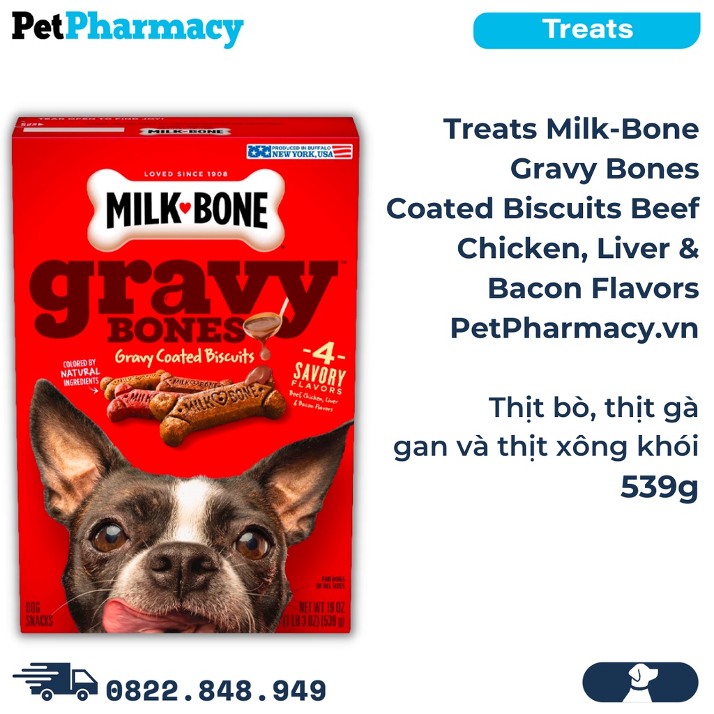 Treats MilkBone Gravy Bones Coated Biscuits Beef, Chicken, Liver