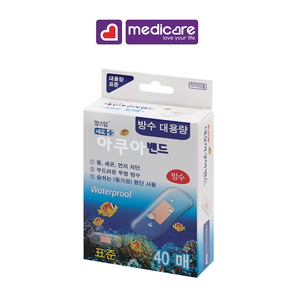 Băng Cá Nhân MomsDerm Neo Waterproof Aqua Bandage Chống Thấm Nước 40 cái