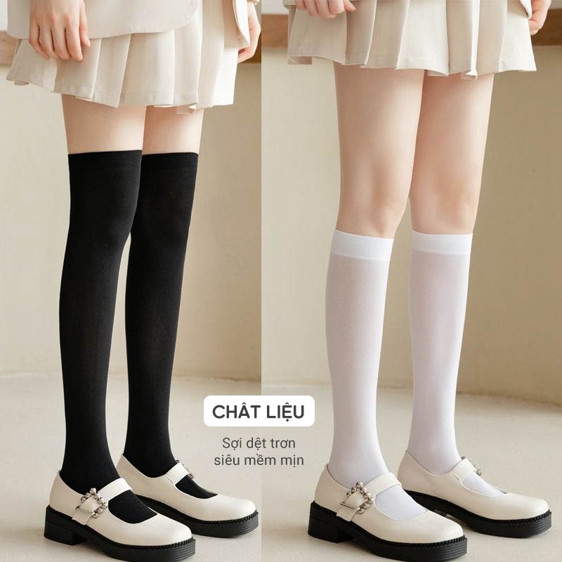 Tất vớ nữ 3 chiều cao chất liệu thun lạnh co giãn thoáng khí, phong cách Loli đáng yêu - Ekiu Shop