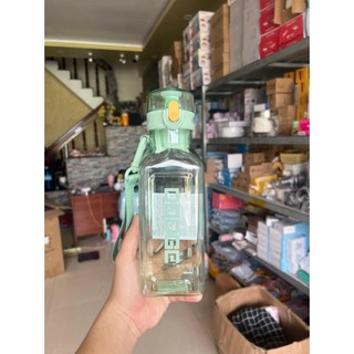 Bình Nước 1000ml Thiết Kế Màu Trong Suốt, Kiểu Dáng Hottrend Thời Thượng Chất Liệu An Toàn, Không Độc Hại, Độ Bền Cao