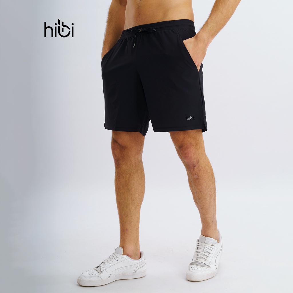 Quần thể thao Nam tập gym loại ngắn Hibi Sports M100 – Kiểu 1 lớp xi mặc ngoài, có 2 túi bên