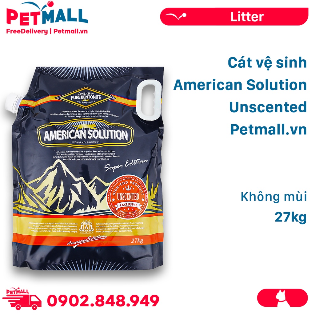 Cát vệ sinh American Solution Unscented Bentonite Cat Litter 27kg