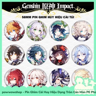 [Sẵn VN - Hỏa Tốc] Huy Hiệu Pin Ghim Dạng Tròn 58mm Cài Áo / Túi / Balo Màn PE Phong Cách Nhân Vật Game Genshin Impact