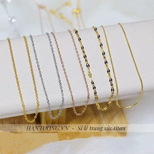 Dây chuyền trơn bằng titan cao cấp không gỉ mạ vàng 24k nhiều kiểu mẫu thời trang thanh lịch