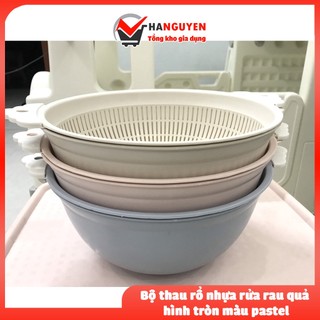 Bộ thau rổ nhựa Việt Nhật rửa rau quả tròn đáy sâu có tay cầm tiện lợi MS: 3391/ 3392