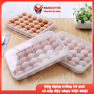 Hộp đựng trứng 24 quả có nắp đậy, khay trứng nhựa Việt Nhật bảo quản chắc chắn không vỡ ms: 6786