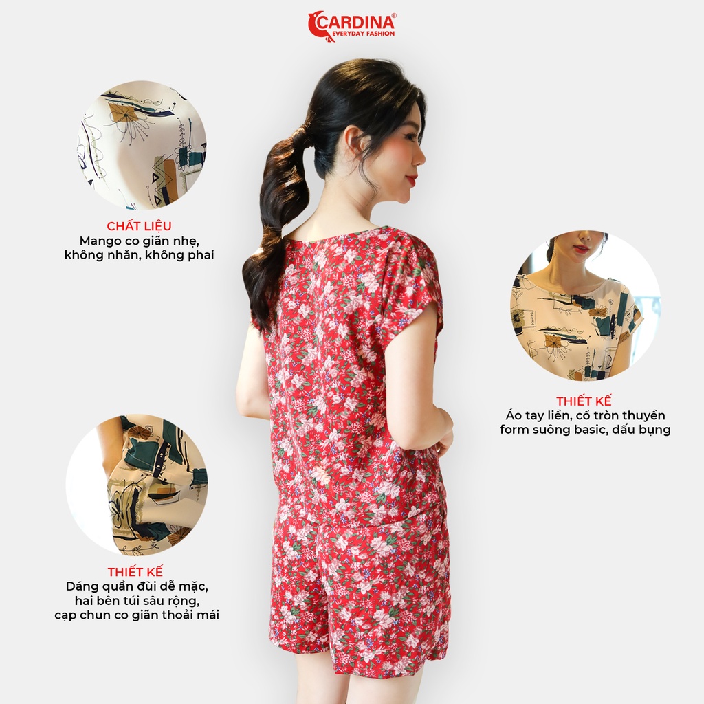 Ảnh Đồ Bộ Nữ 𝐂𝐀𝐑𝐃𝐈𝐍𝐀 Chất Lụa Mango Cao Cấp Áo Cộc Tay Quần Đùi Họa Tiết Hoa 2MF04, 4BMN01 2
