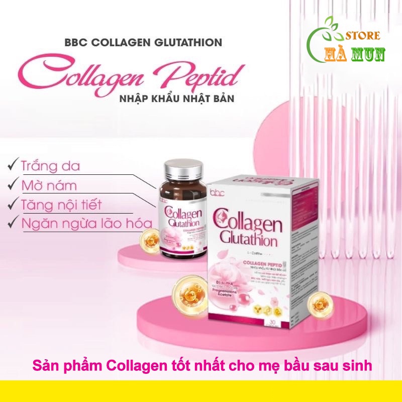 Viên uống trắng da COLLAGEN GLUTATHION tăng nội tiết tố nữ, sáng da, giảm thâm mờ nám, tàn nhang