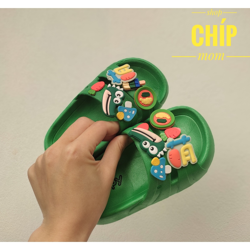 dép lê cho bé trai bé gái đi mưa mùa hè đi biển đúc khuôn stick ngộ nghĩnh thỏ cá sấu PVC êm chân 2208 ( ảnh thật )
