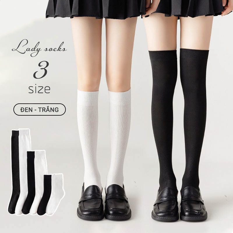 Tất vớ nữ 3 chiều cao chất liệu thun lạnh co giãn thoáng khí, phong cách Loli đáng yêu - Ekiu Shop