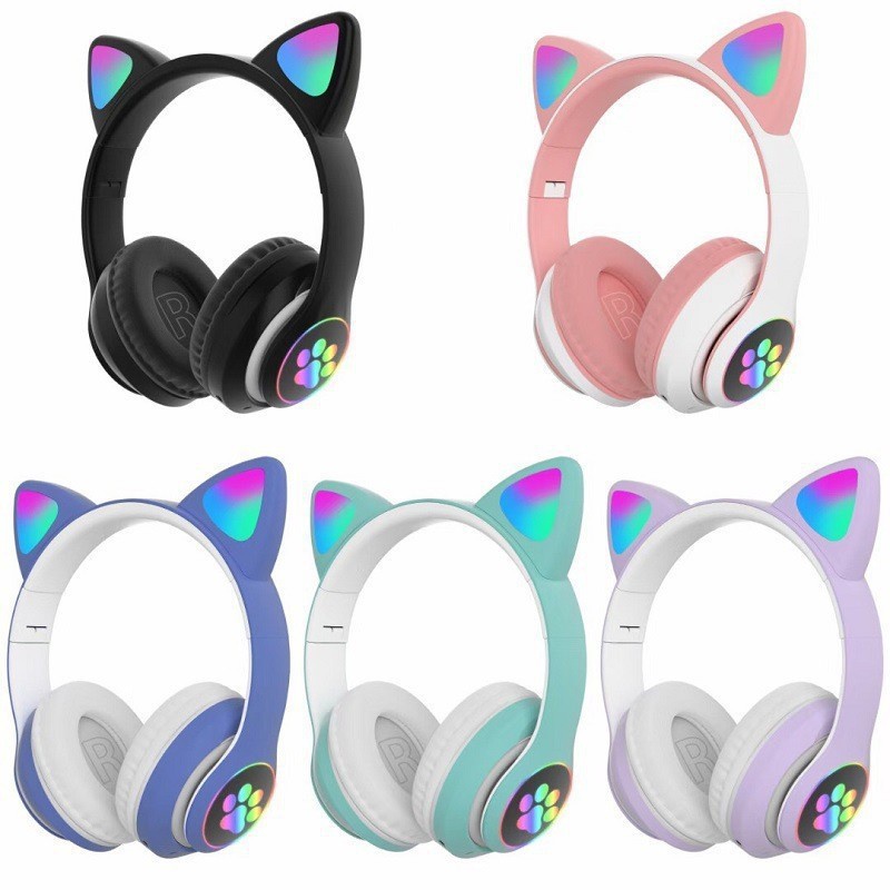STN-28 Tai Nghe Mèo Bluetooth Chụp Tai STN28, Có Micro, Âm Thanh Siêu Bass. Headphone Con Mèo Chơi Game, Học Online