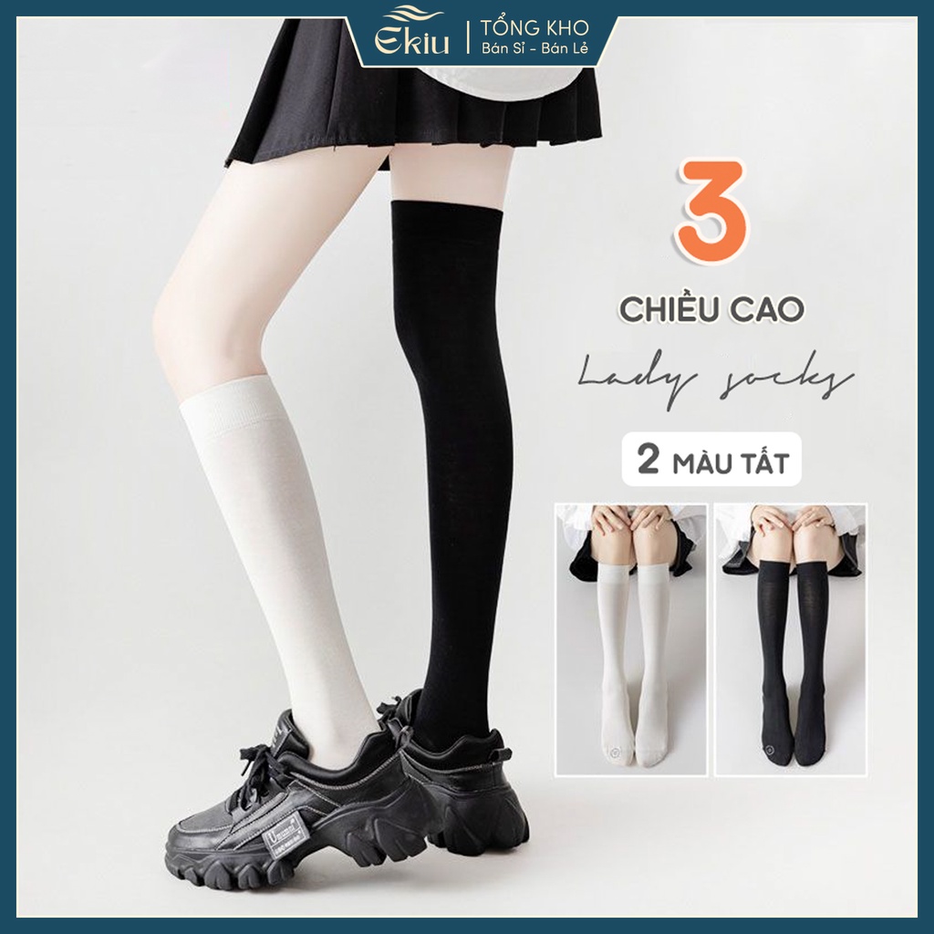 Tất vớ nữ 3 chiều cao chất liệu thun lạnh co giãn thoáng khí, phong cách Loli đáng yêu - Ekiu Shop