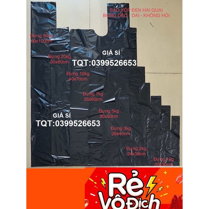 Sỉ {1kg/Size} Túi Nilong ĐEN, Túi Xốp ĐEN, Túi Hai Quai ĐEN Bóng, Dẻo ...