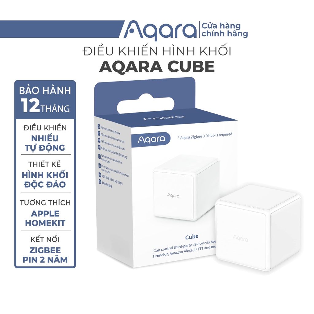 Thiết bị điều khiển hình khối Aqara Cube T1 Pro bản Quốc Tế Zigbee 3.0 - Tích hợp 6 thao tác, Cần trang bị Hub, BH 12th