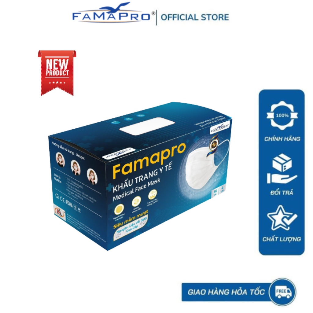 Ảnh Khẩu trang y tế kháng khuẩn 4 lớp Famapro Vải SMS Siêu mềm mượt 1