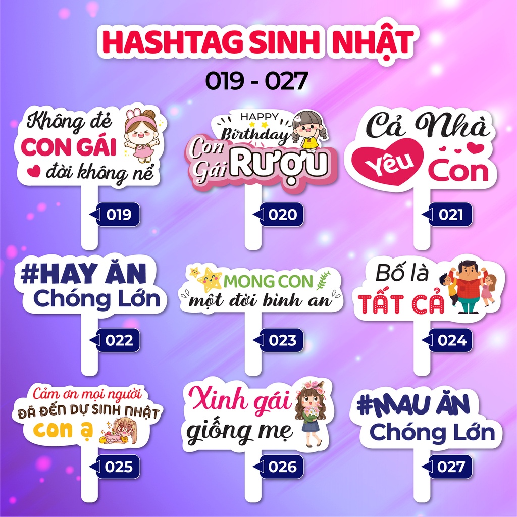 Bảng hashtag cầm tay chụp ảnh sinh nhật, đám cưới, sự kiện, tất niên ...