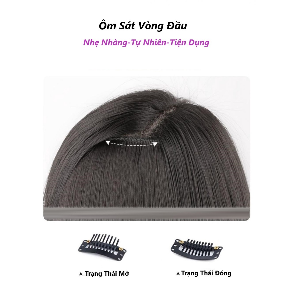 Tóc giả kẹp dải thẳng-Kẹp dải U nửa đầu cụp nhẹ 45cm