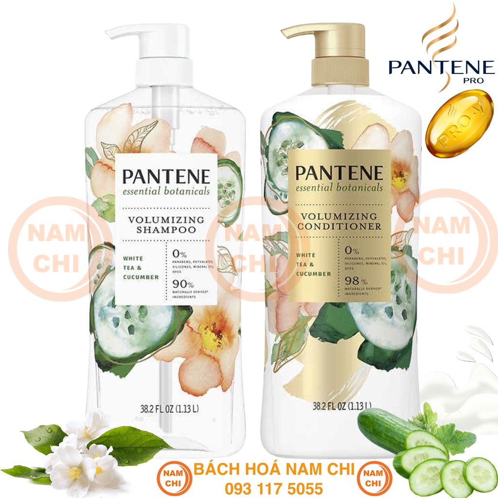 [HÀNG MỸ] Dầu Gội Xả PANTENE 1.13L WHITE TEA & CUCUMBER Tinh Chất Trà Trắng Kết Hợp Cùng Dưa
